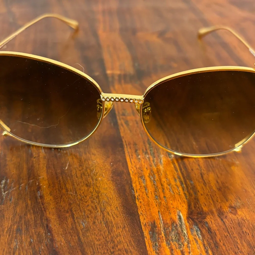Charles & Keith Gold Butterfly Swarovski Crystal Sunglasses CK3-71280532 Brown‎